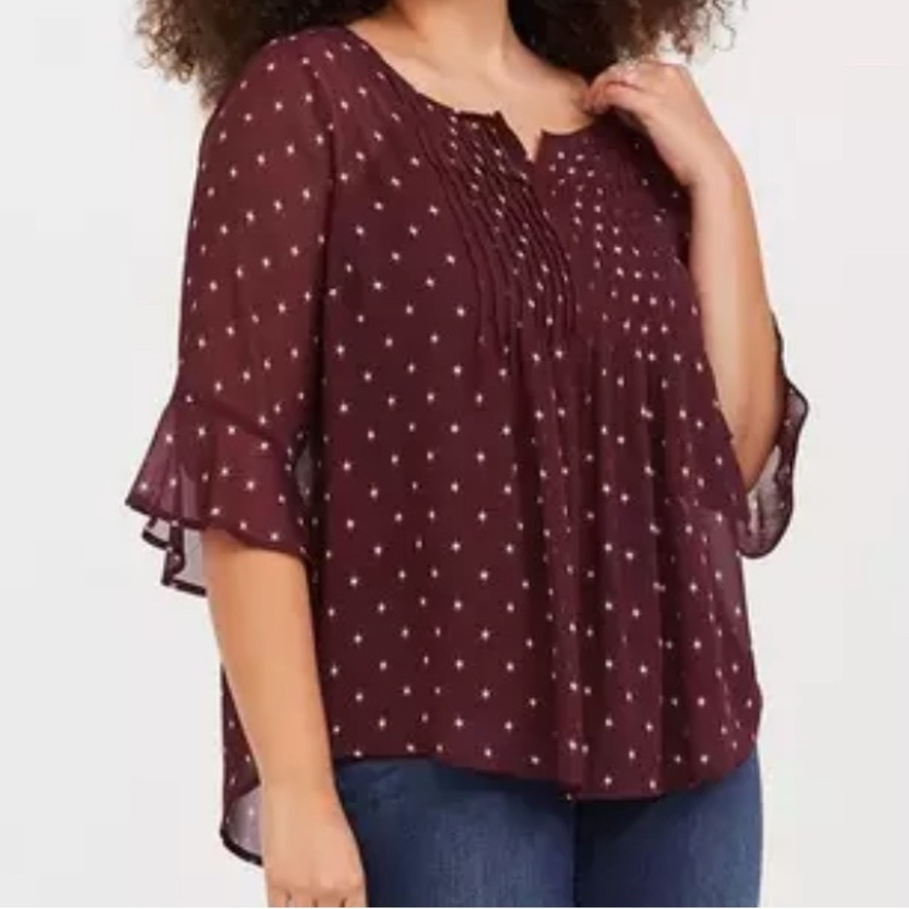Torrid Pintuck Chiffon Blouse